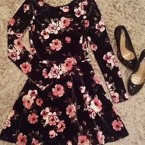 Floral velour dress